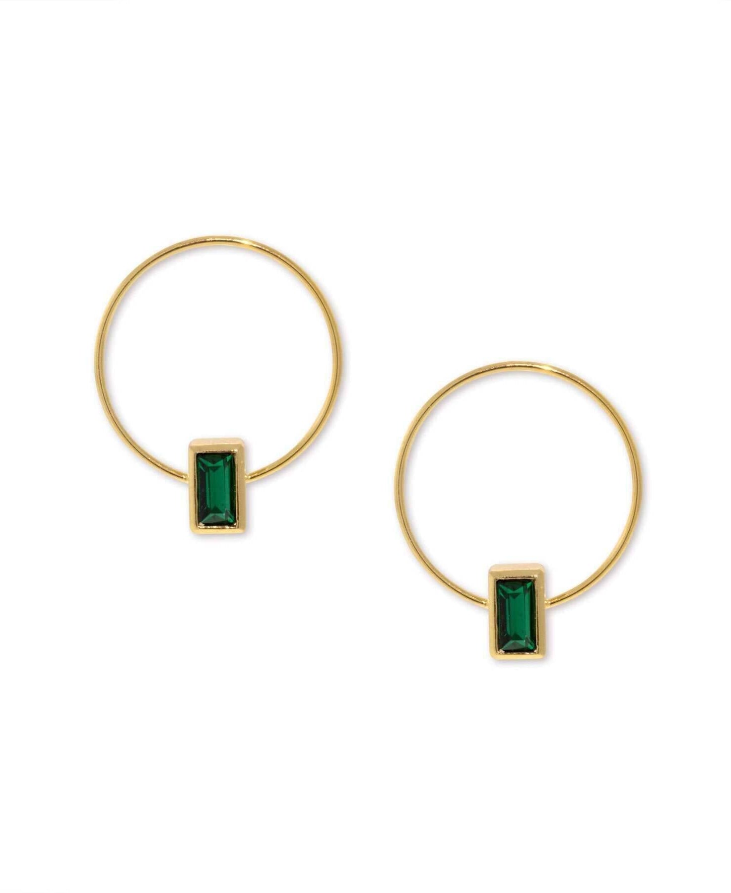 1928 Jewelry Petite Rectangle Crystal Hoop Stainless Steel Post Earrings