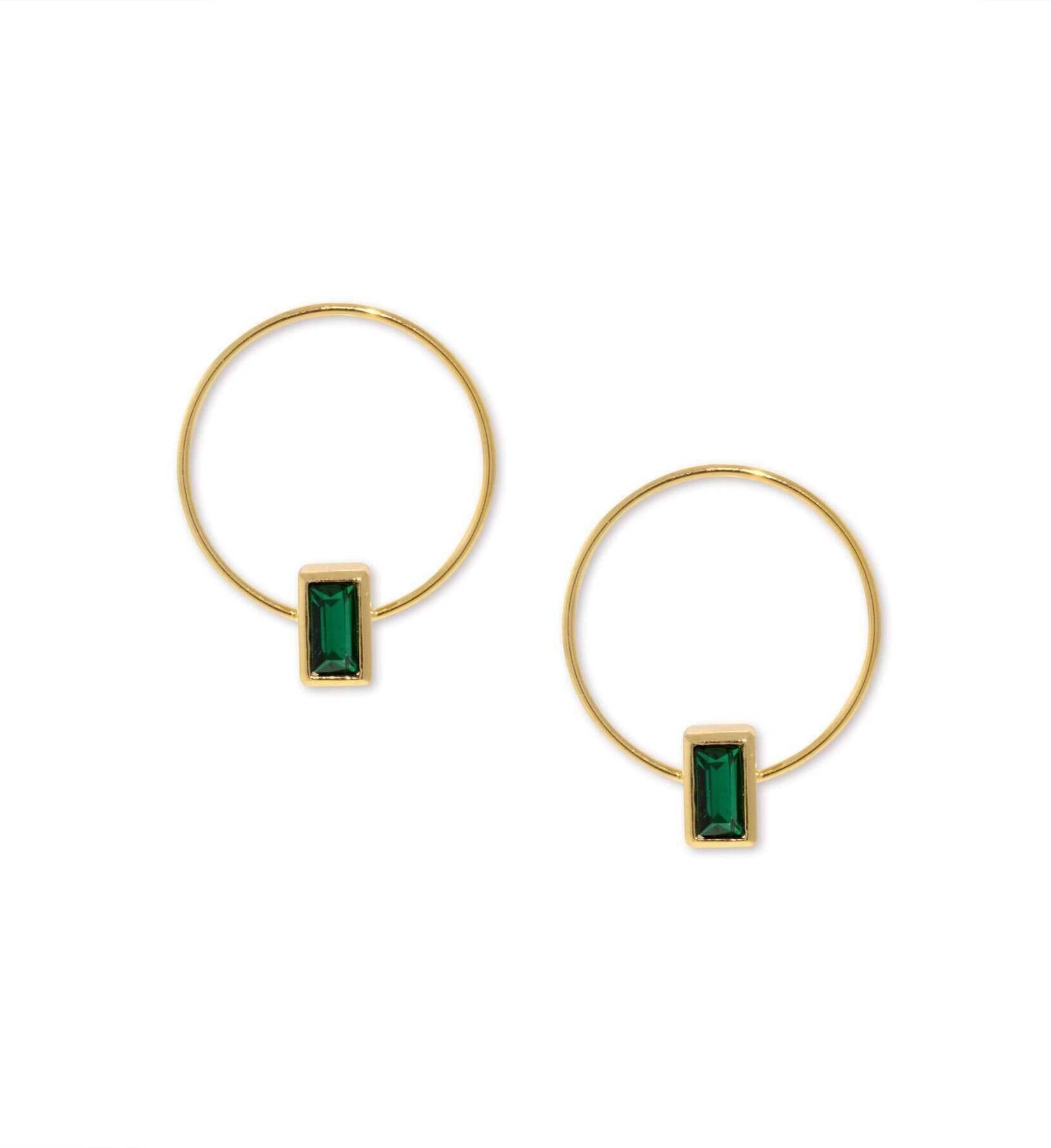 1928 Jewelry Petite Rectangle Crystal Hoop Stainless Steel Post Earrings