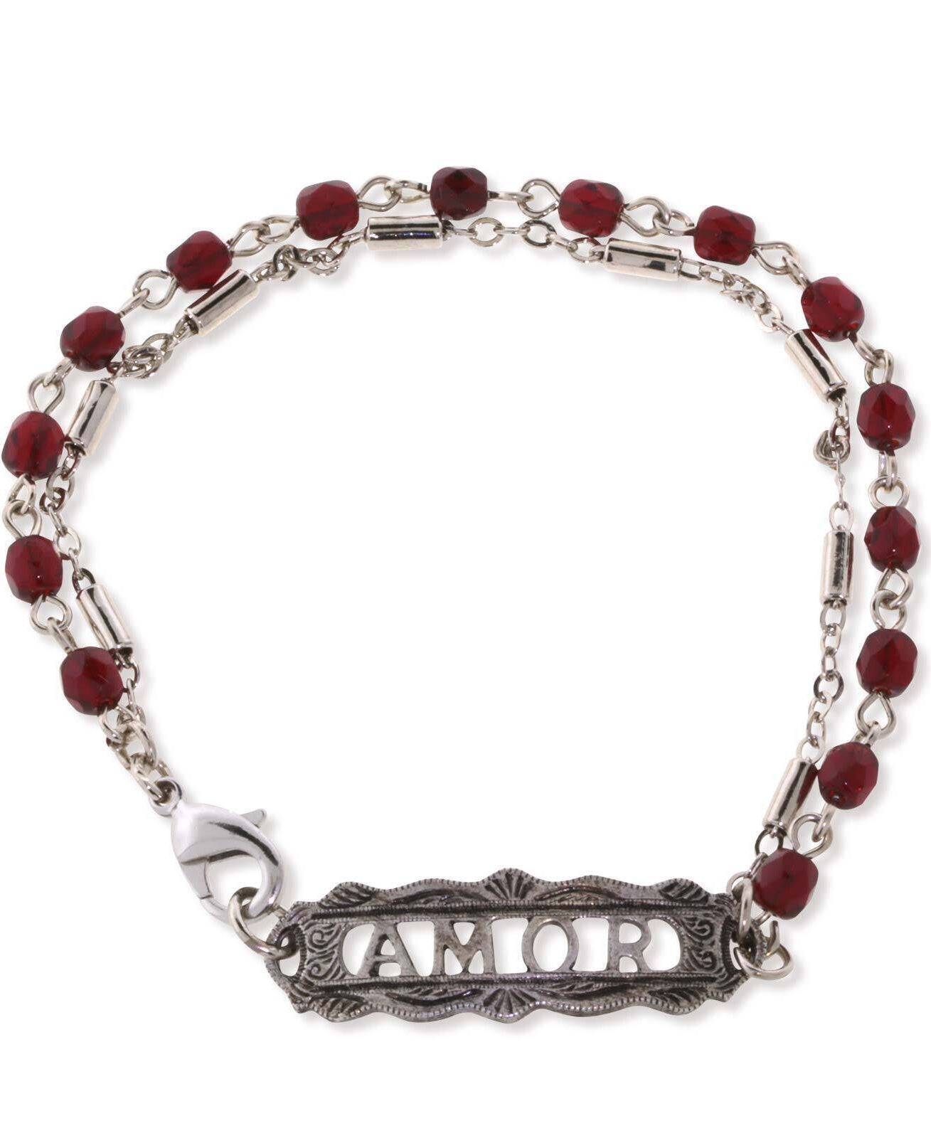 1928 Jewelry Amor Siam Red Beaded Chain Bracelet