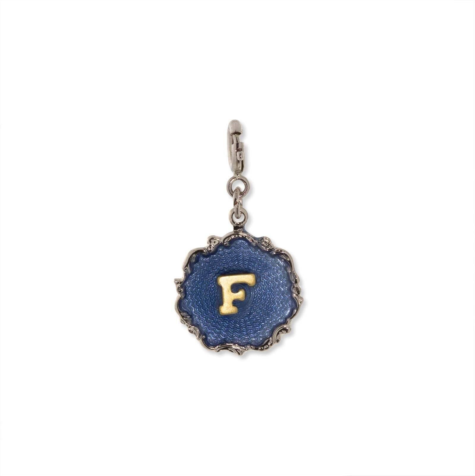 1928 Jewelry Sunburst Blue Enamel Initial Charm