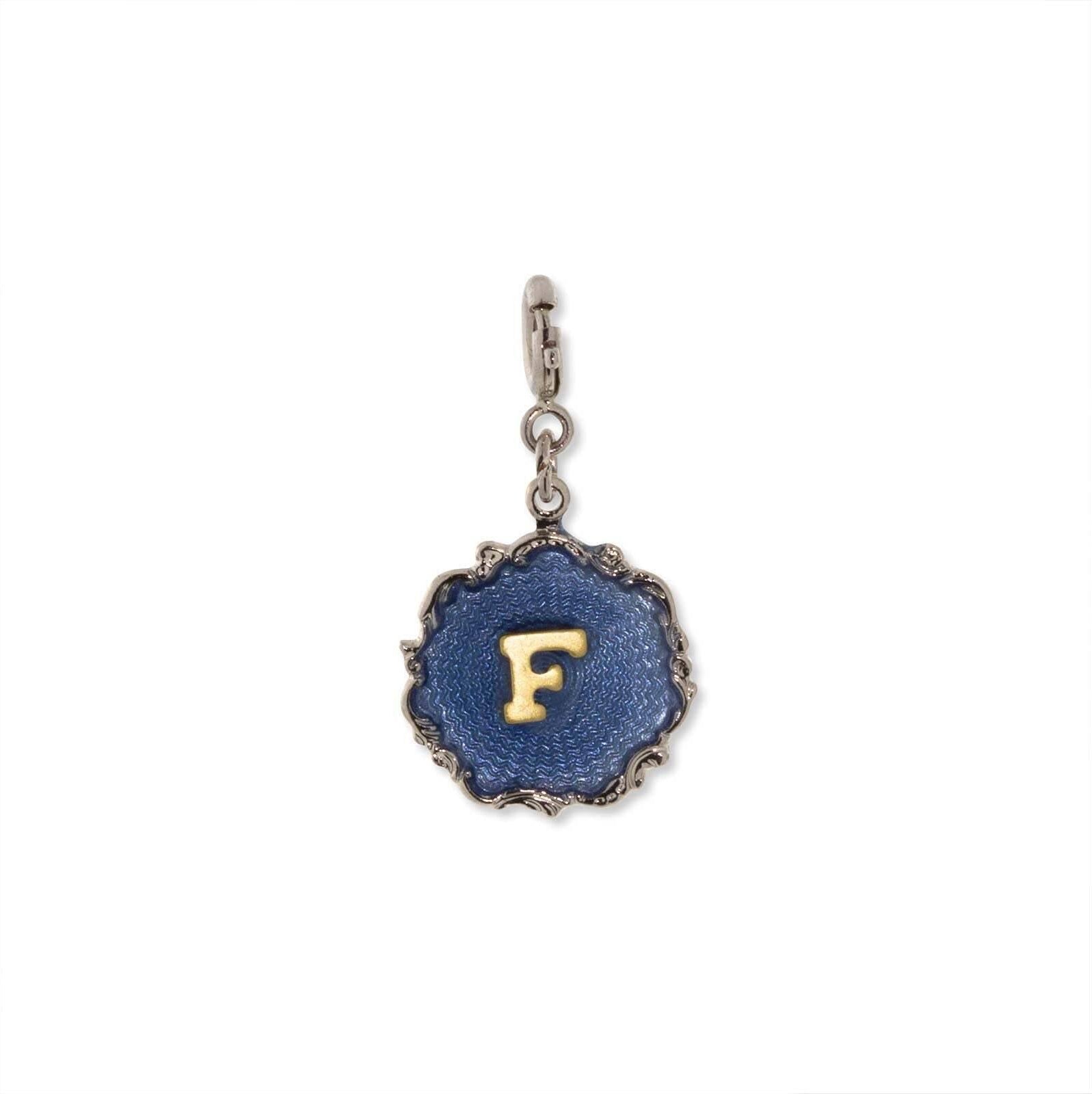 1928 Jewelry Sunburst Blue Enamel Initial Charm