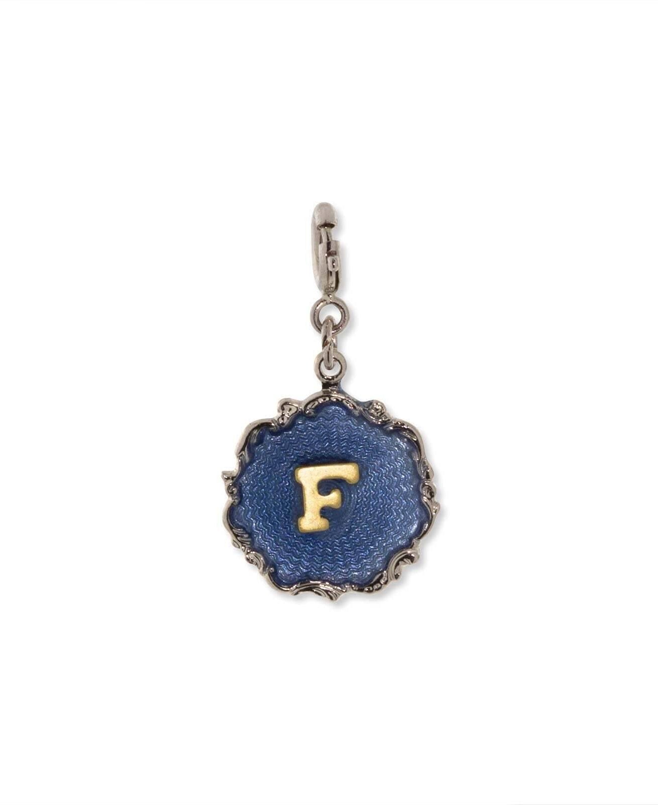 1928 Jewelry Sunburst Blue Enamel Initial Charm