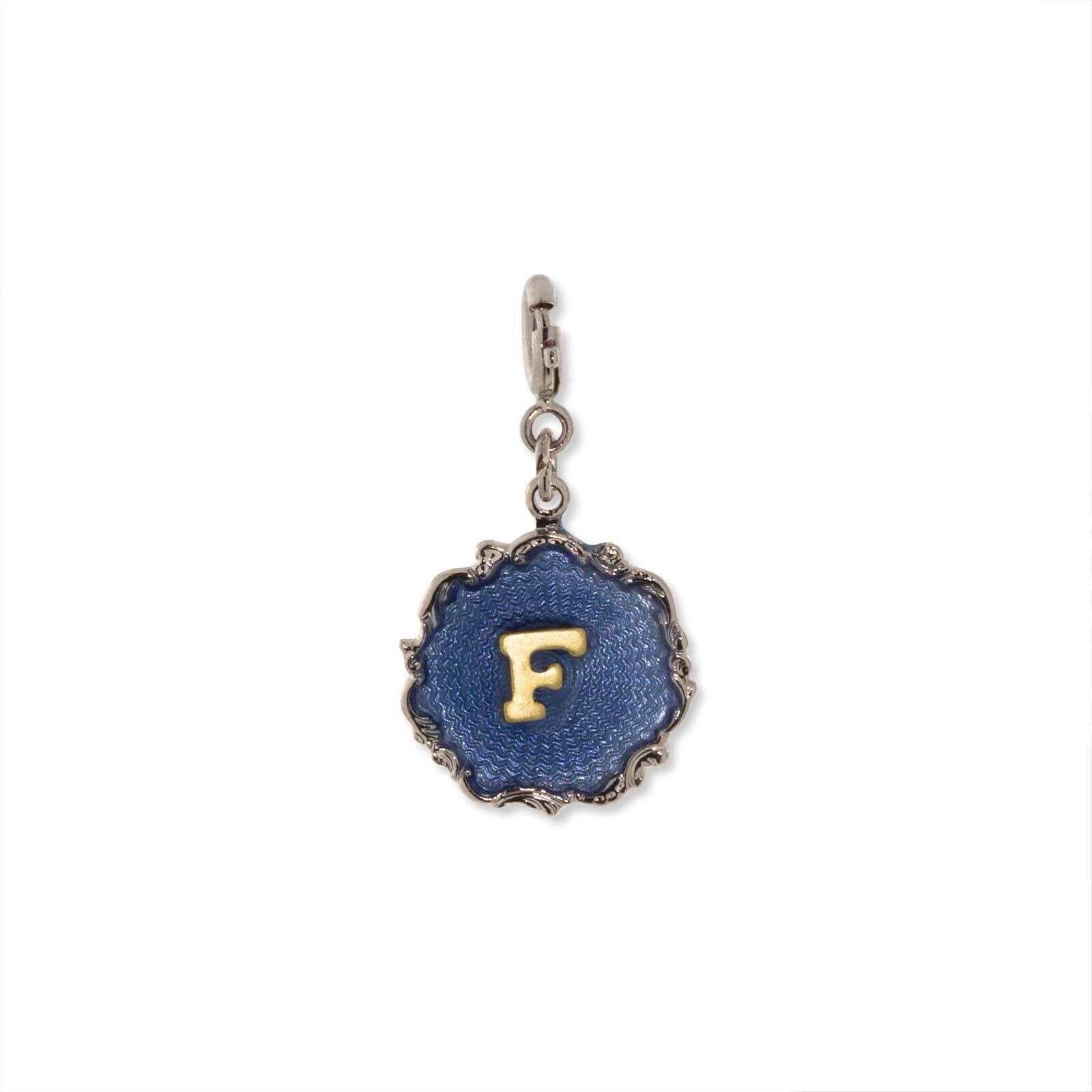 1928 Jewelry Sunburst Blue Enamel Initial Charm