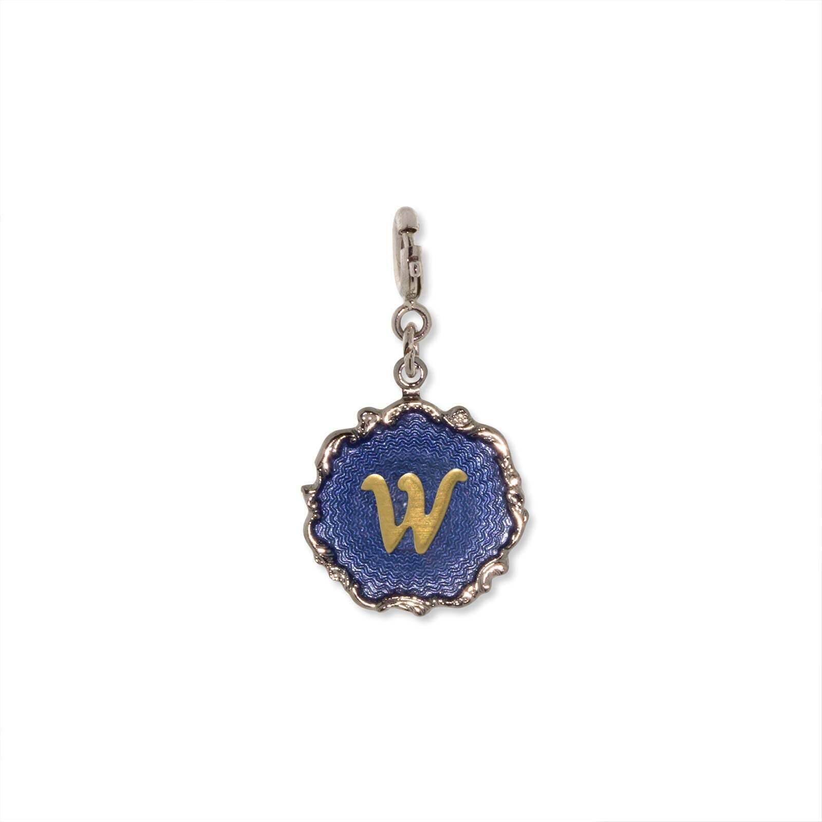 1928 Jewelry Sunburst Blue Enamel Initial Charm