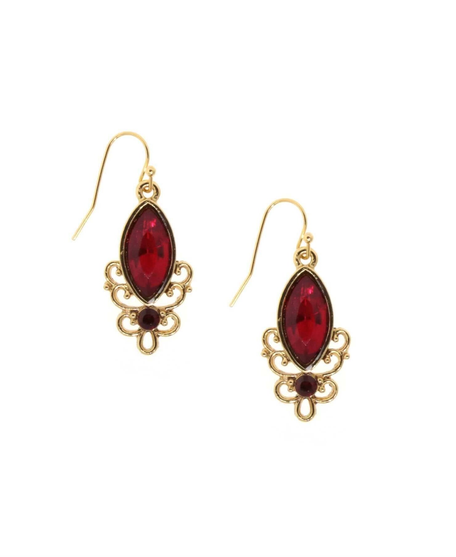 1928 Jewelry Alluring Siam Red Crystal Drop Earrings