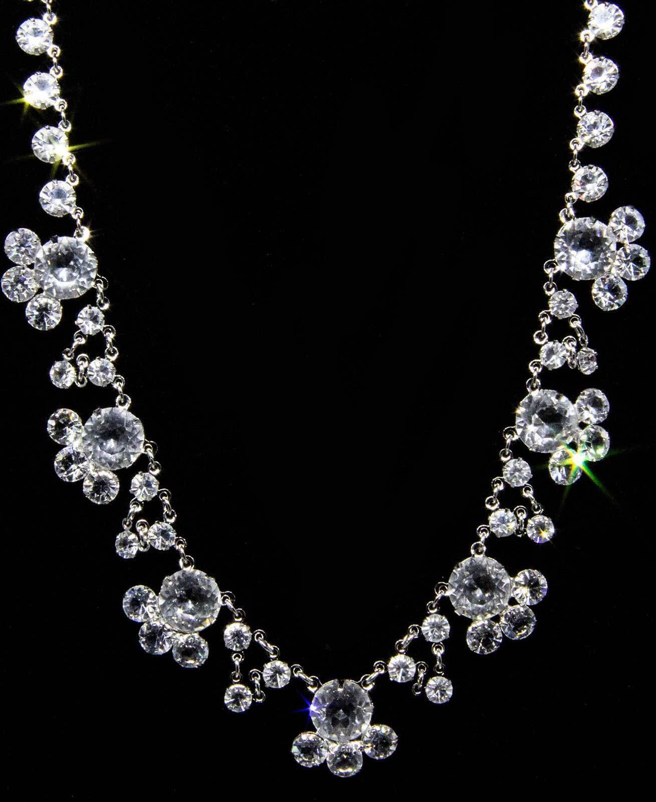 1928 Jewelry Vintage Austrian Crystal Drop Necklace 13"