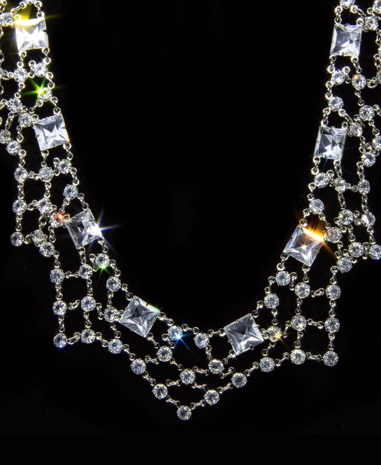 1928 Jewelry Vintage Austrian Crystal Collar Necklace 12" + 3" Extender