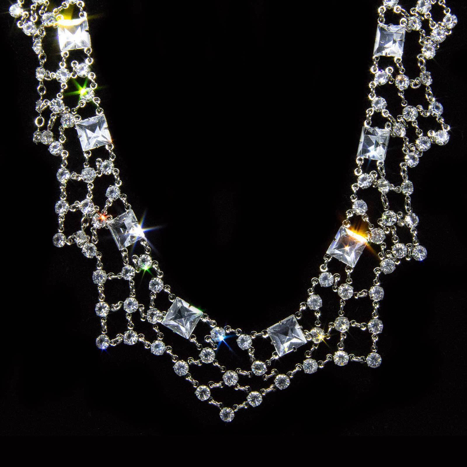 1928 Jewelry Vintage Austrian Crystal Collar Necklace 12" + 3" Extender