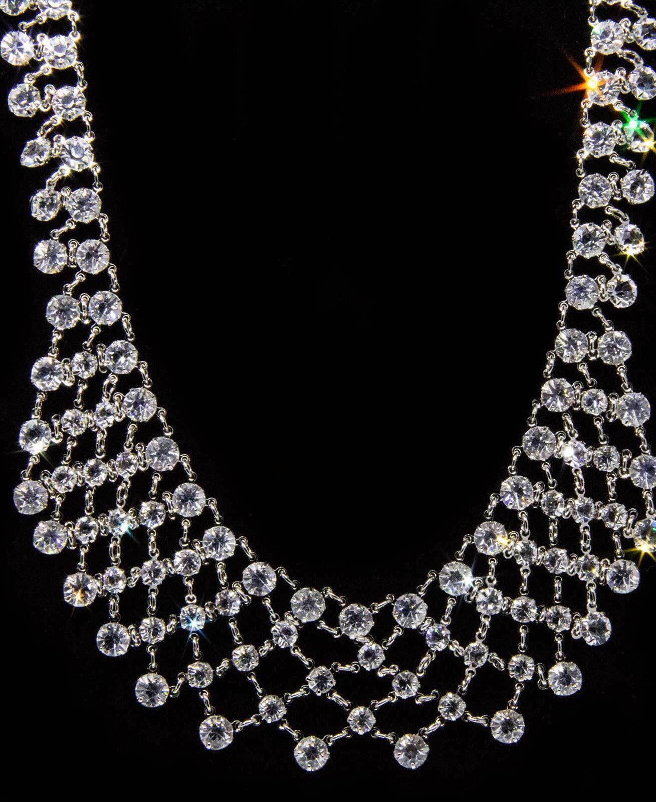 1928 Jewelry Vintage Austrian Crystal Collar Necklace 15" Chain