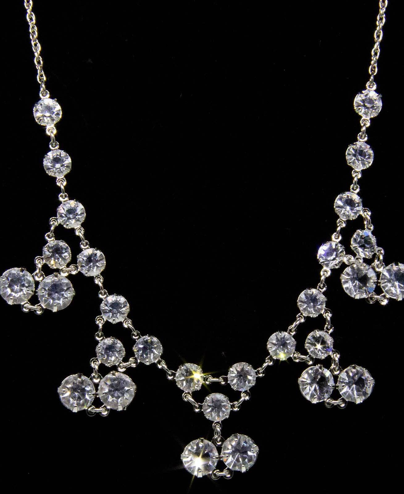 1928 Jewelry Round Brilliant Genuine Austrian Crystal Drop Necklace 15"