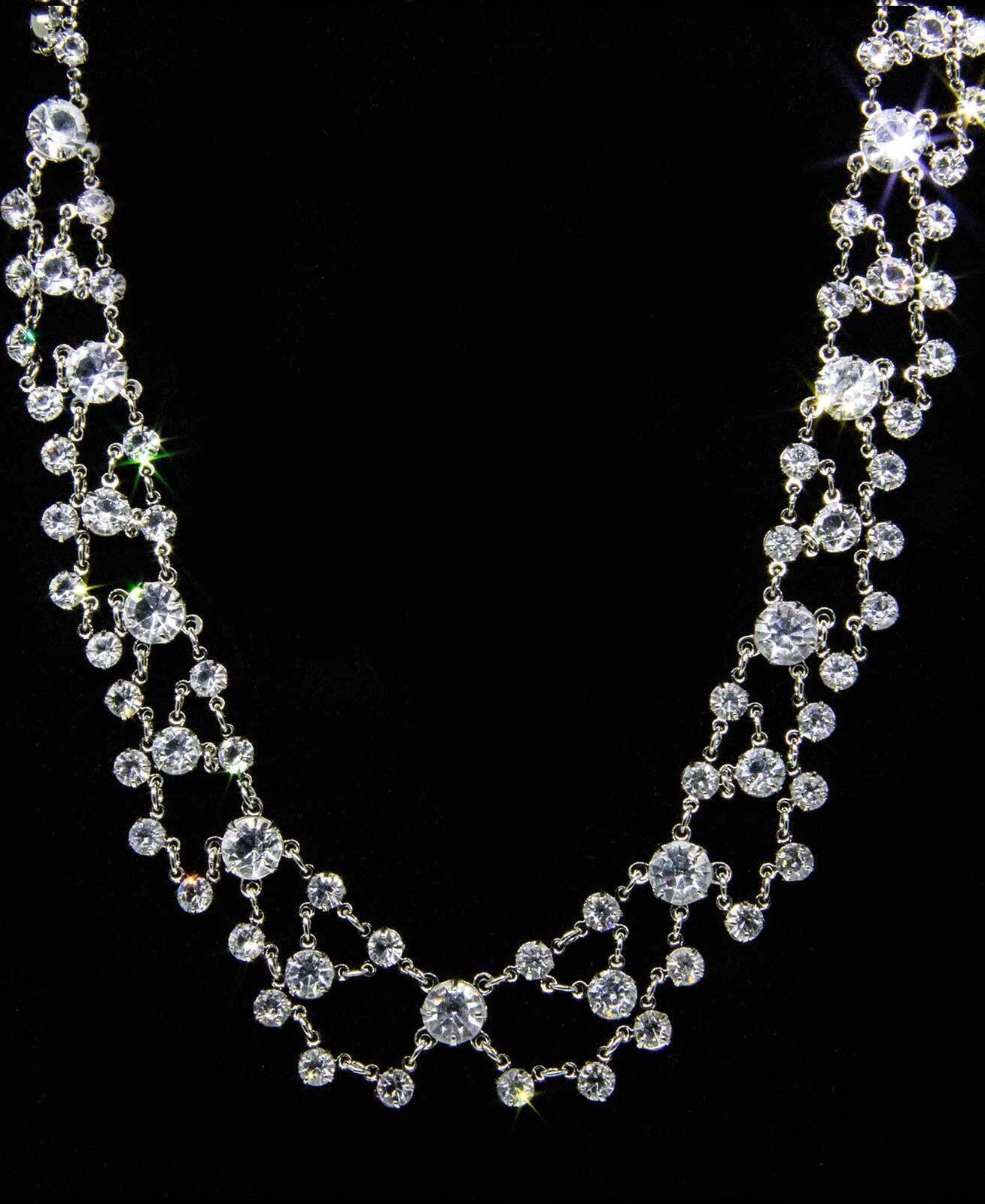 1928 Jewelry Round Vintage Austrian Crystal Collar Necklace 15"