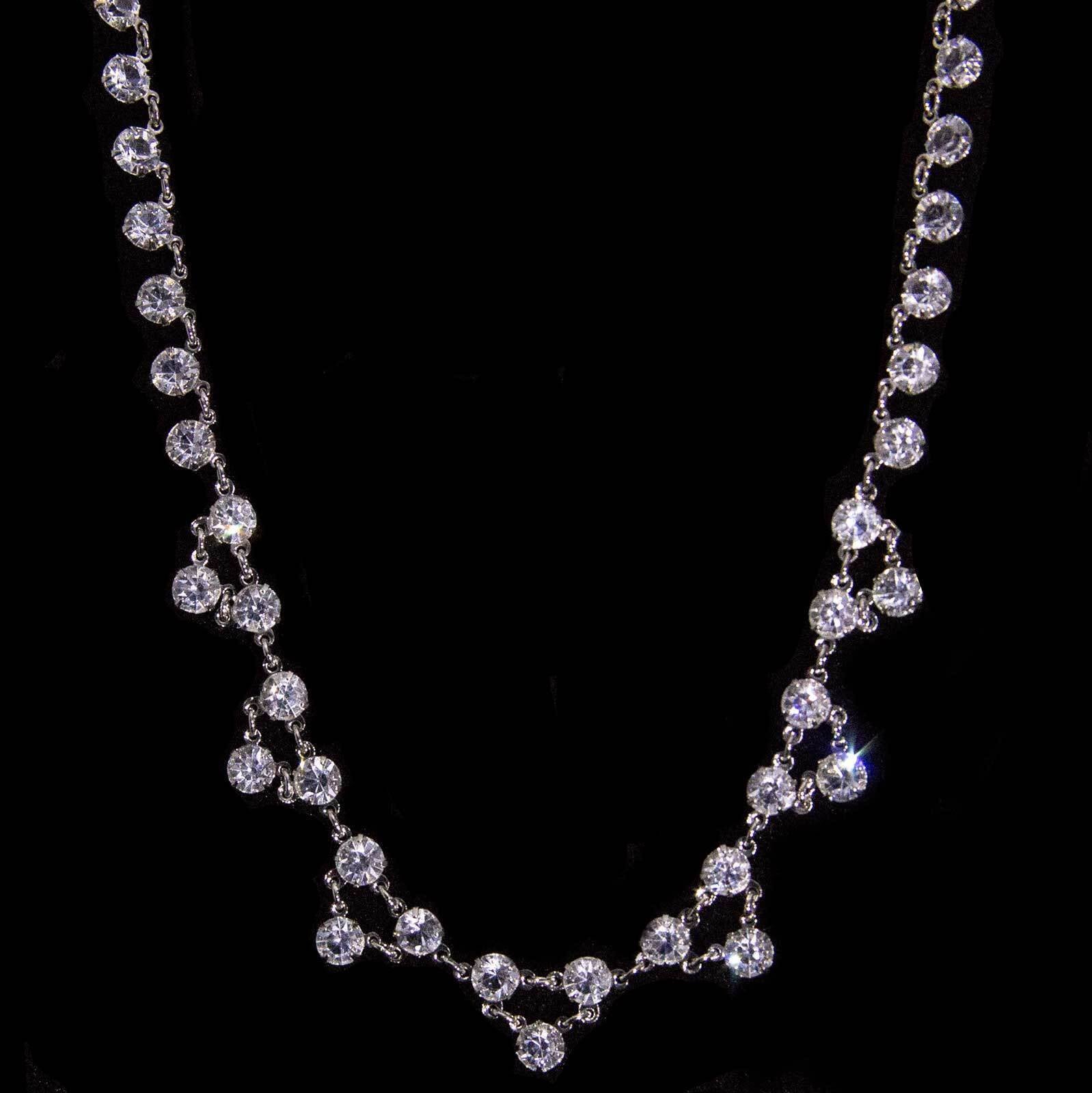 1928 Jewelry Brilliant Vintage Austrian Crystal Collar Necklace 15"