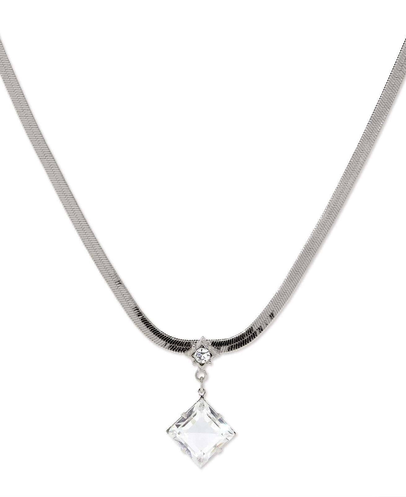 1928 Jewelry Crystal Austrian Pendant Necklace 16" + 3" Extender