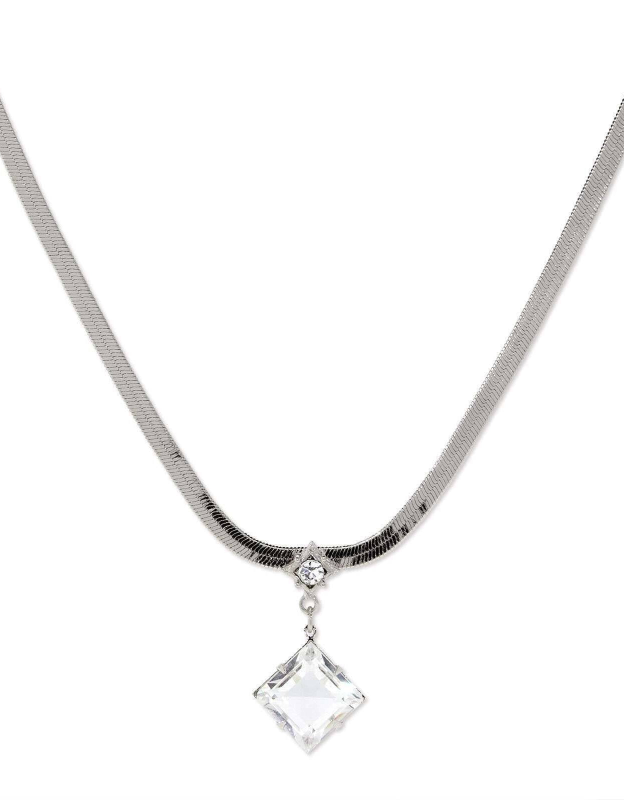 1928 Jewelry Crystal Austrian Pendant Necklace 16" + 3" Extender