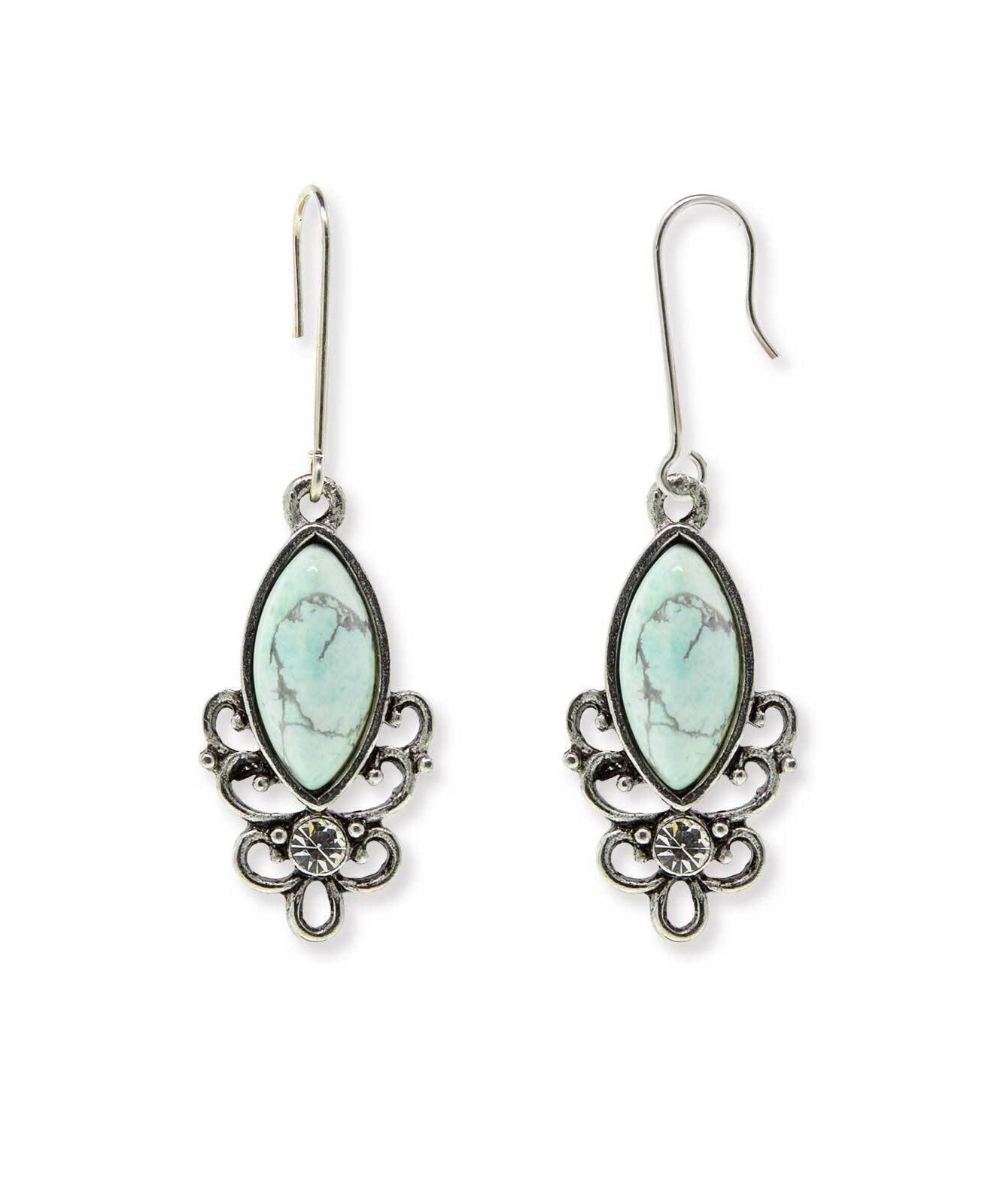 1928 Jewelry Classic Filigree Navette Gemstone Earrings