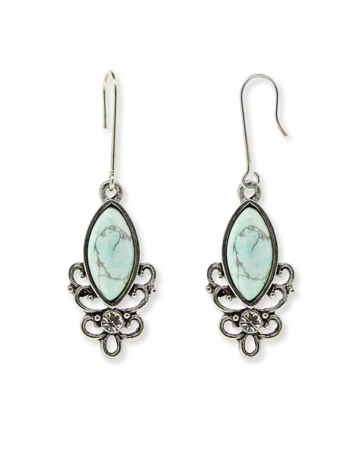 1928 Jewelry Classic Filigree Navette Gemstone Earrings