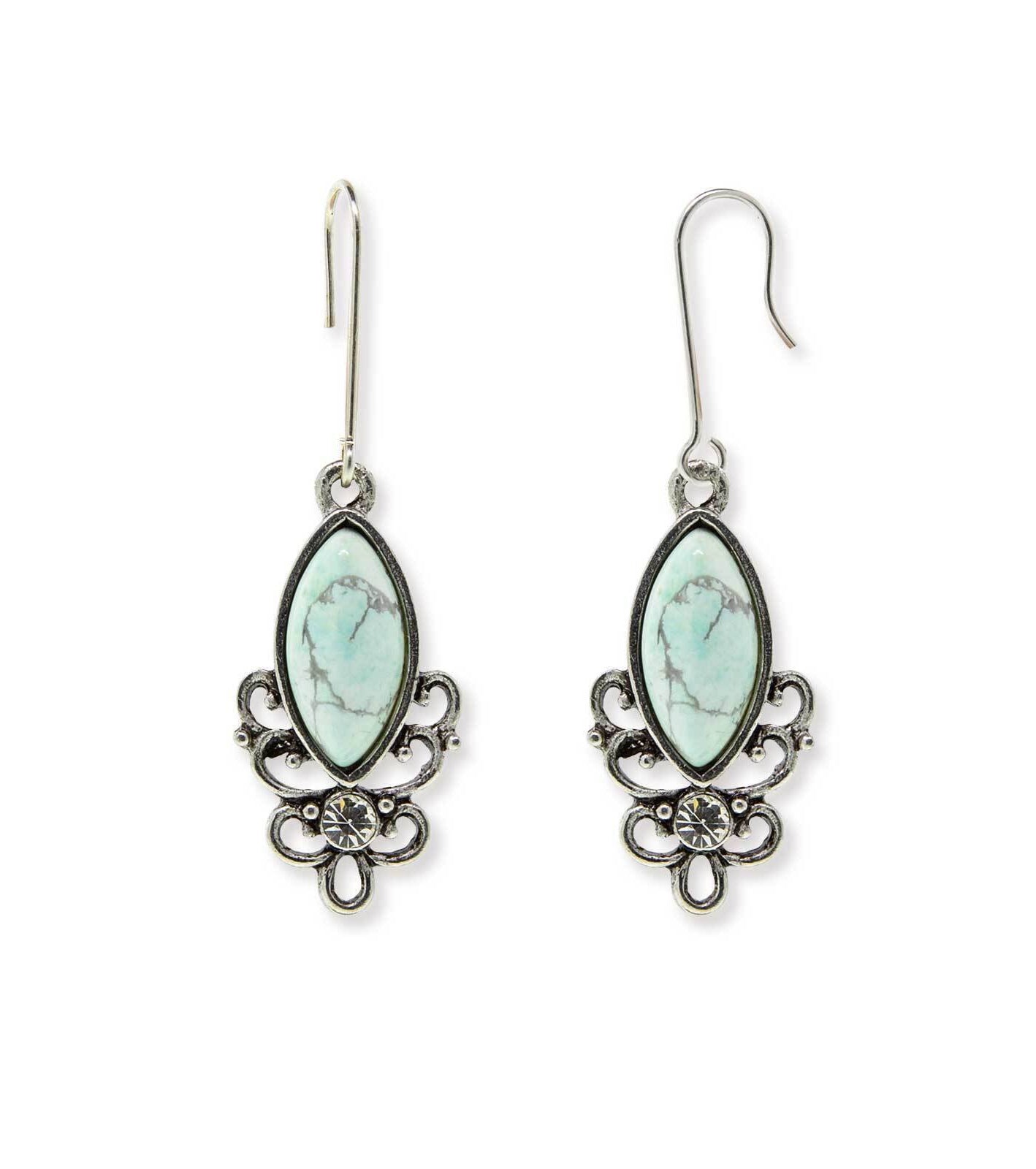 1928 Jewelry Classic Filigree Navette Gemstone Earrings