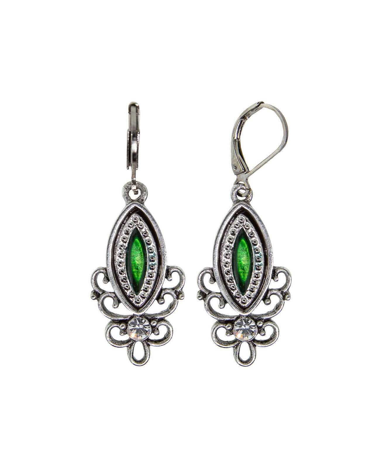 1928 Jewelry Pewter Filigree Drop Earrings