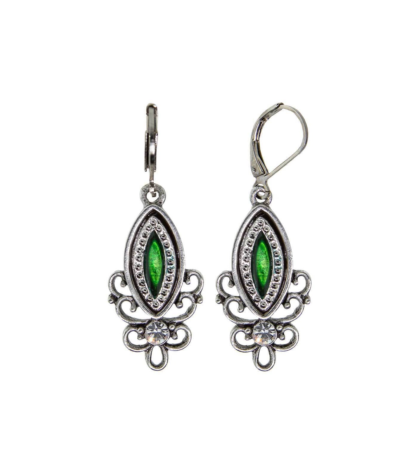 1928 Jewelry Pewter Filigree Drop Earrings