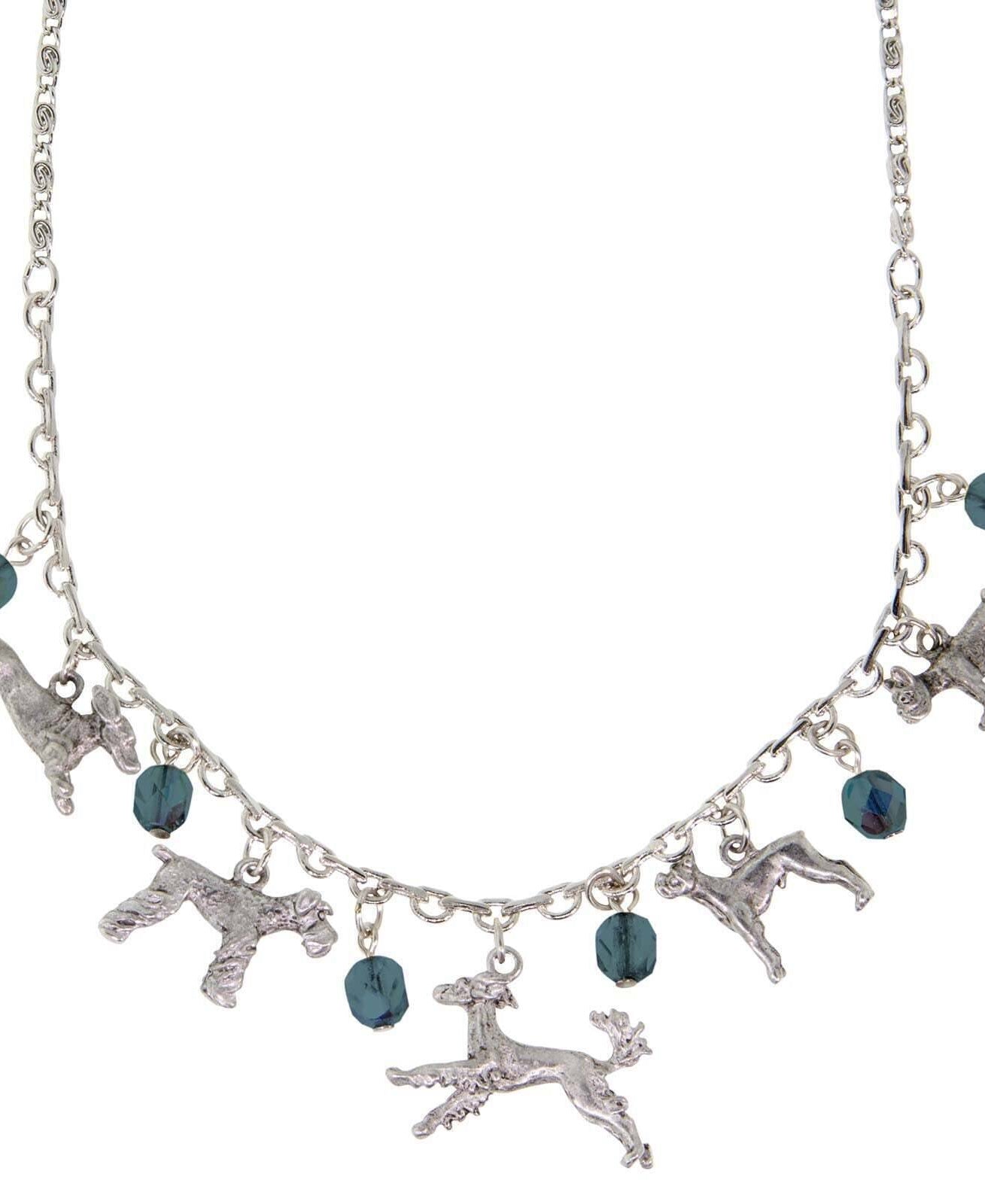 1928 Jewelry Multi Beaded Dog Charm Necklace 16" + 3" Extender