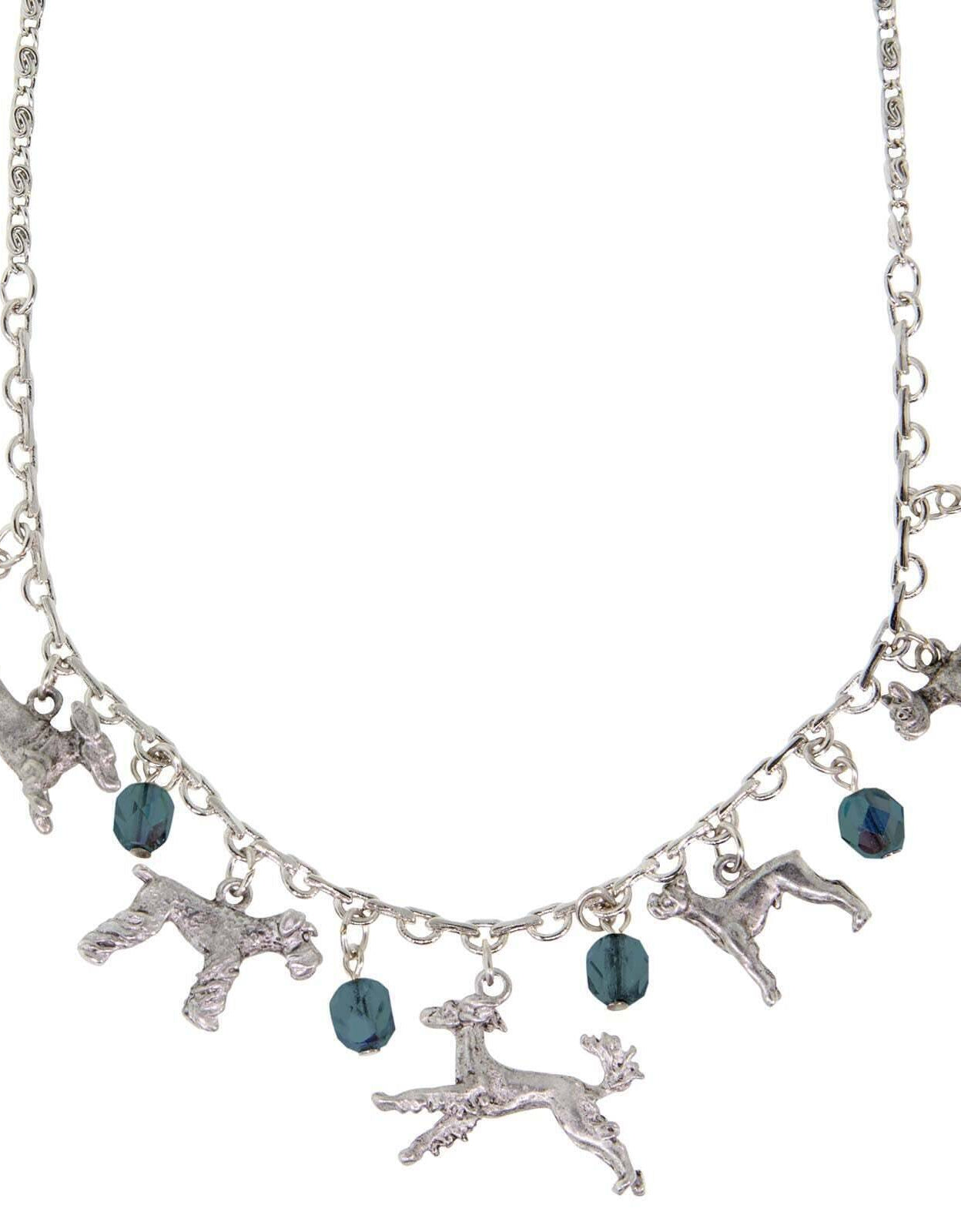 1928 Jewelry Multi Beaded Dog Charm Necklace 16" + 3" Extender