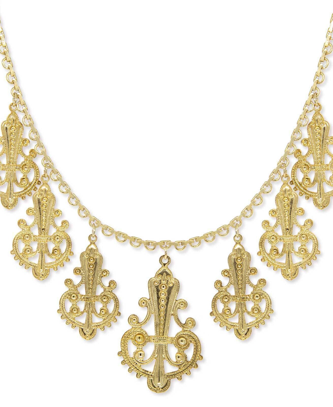 1928 Jewelry Royal Filigree Ornamental Drop Necklace 16" + 3" Extender