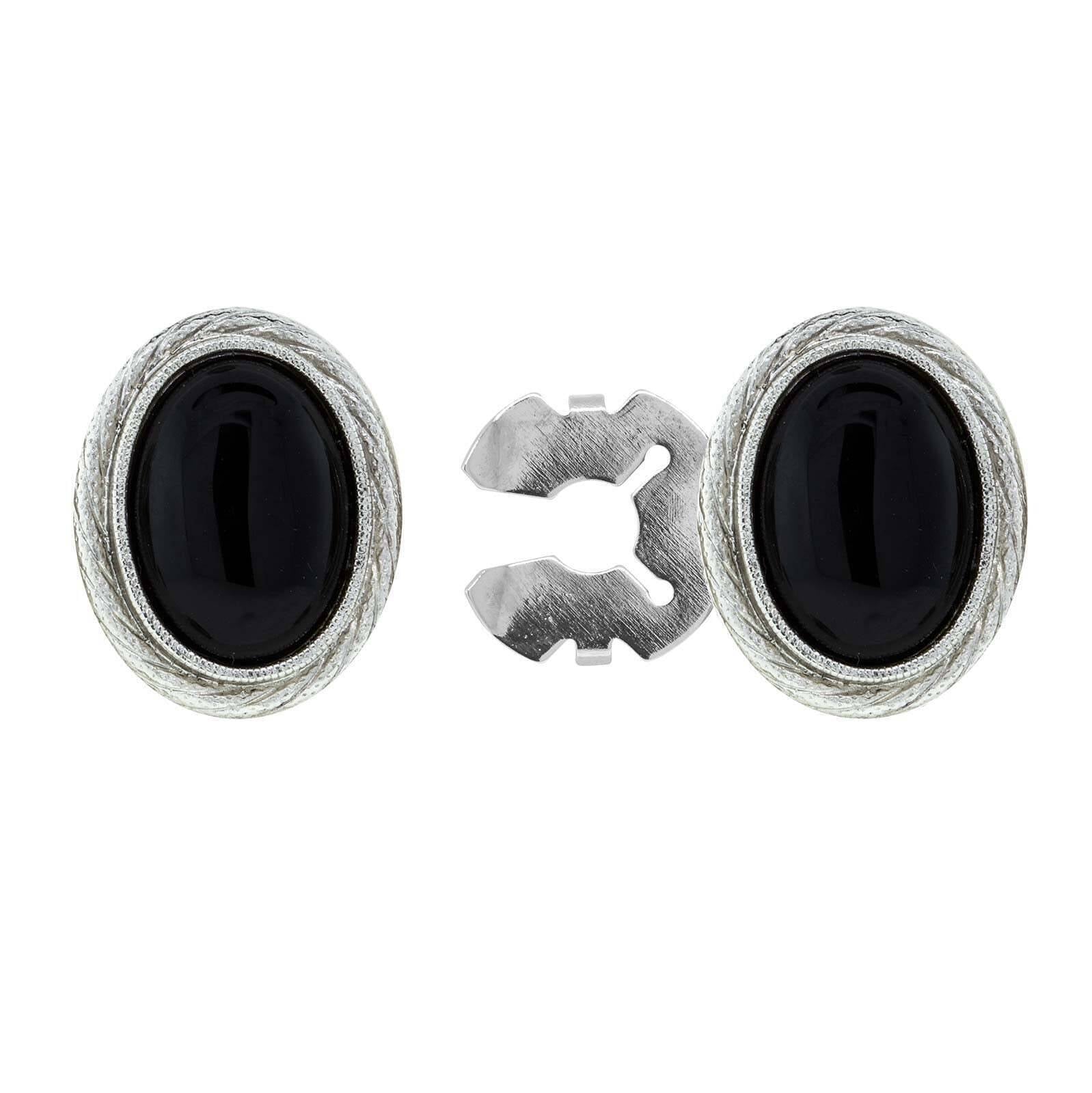 1928 Jewelry CUFF IT!¨ Cufflinks Genuine Stone Oval Button Cover