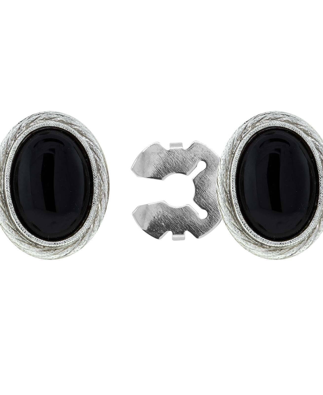 1928 Jewelry CUFF IT!¨ Cufflinks Genuine Stone Oval Button Cover