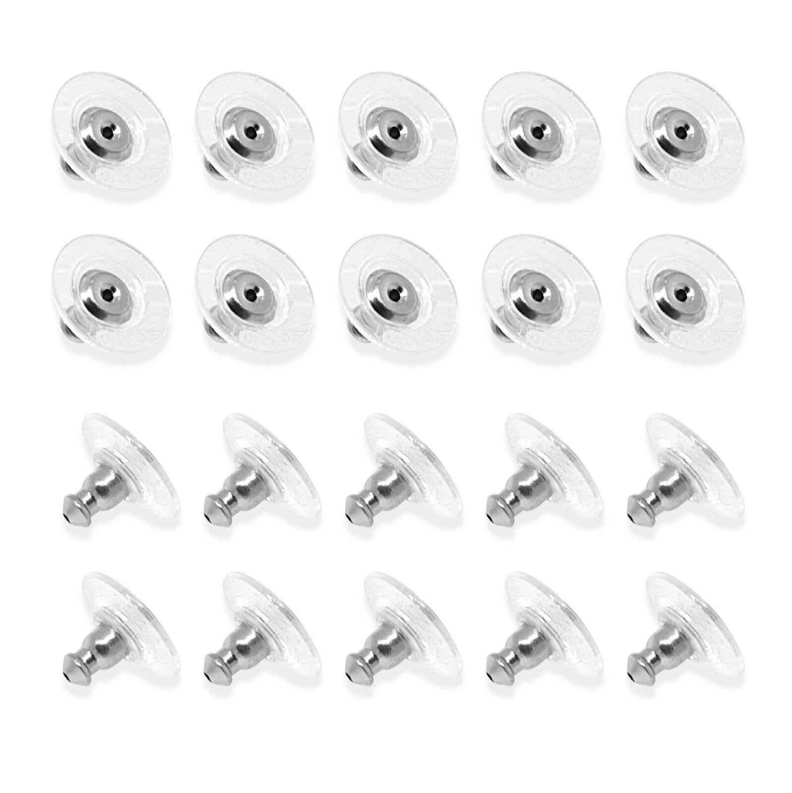 1928 Jewelry 20 Pair Pack Bullet Clutch Earring Backs With Round Safety Backs