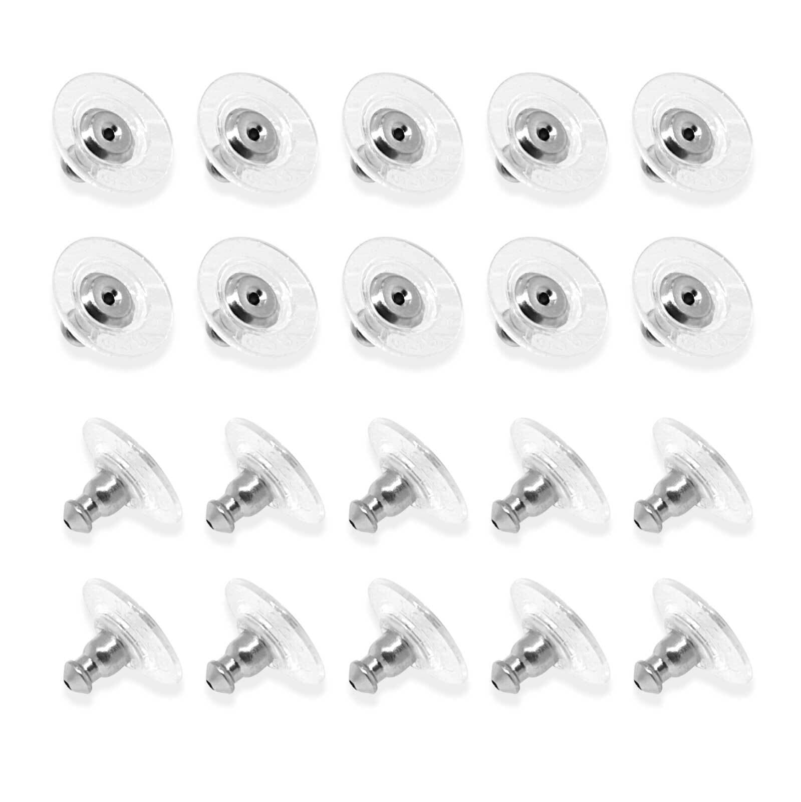 1928 Jewelry 20 Pair Pack Bullet Clutch Earring Backs With Round Safety Backs