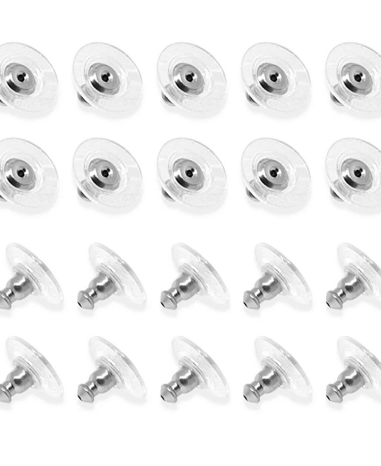 1928 Jewelry 20 Pair Pack Bullet Clutch Earring Backs With Round Safety Backs