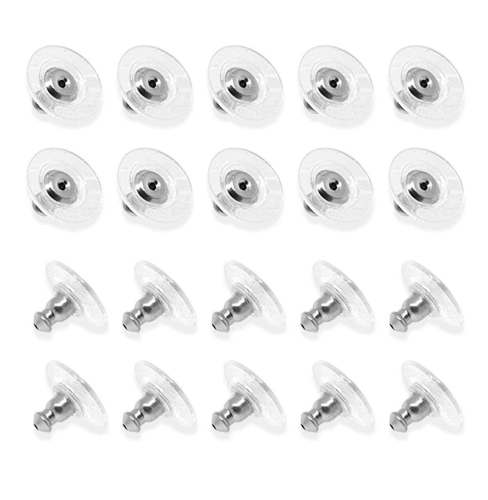 1928 Jewelry 20 Pair Pack Bullet Clutch Earring Backs With Round Safety Backs
