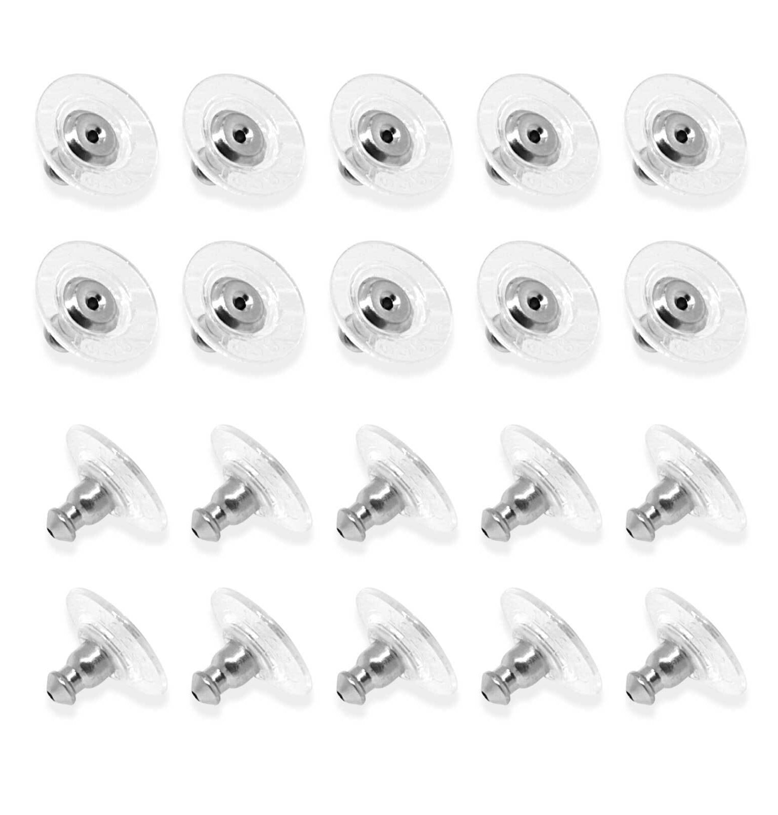 1928 Jewelry 20 Pair Pack Bullet Clutch Earring Backs With Round Safety Backs
