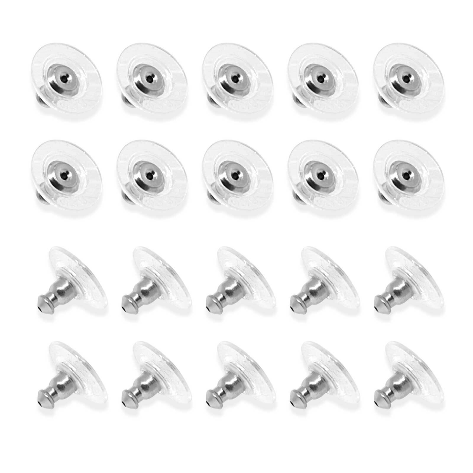 1928 Jewelry 20 Pair Pack Bullet Clutch Earring Backs With Round Safety Backs