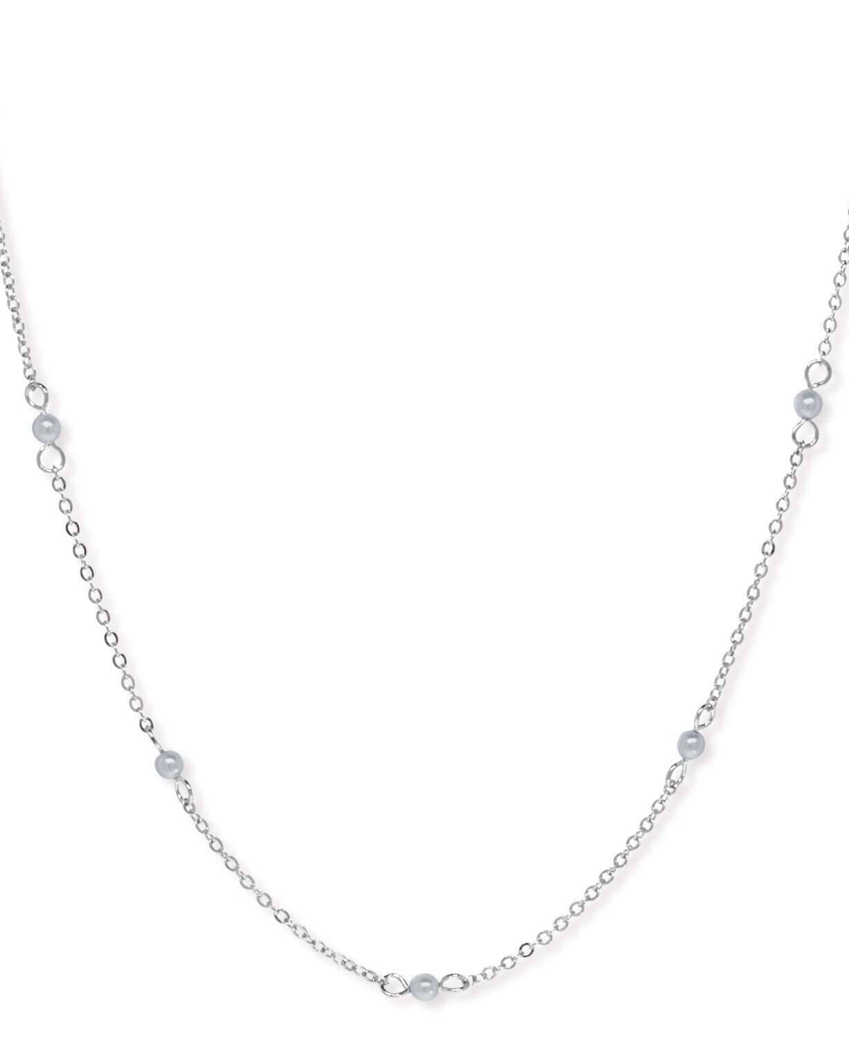 1928 Jewelry Grey 3mm Faux Pearl Chain Necklace 16"