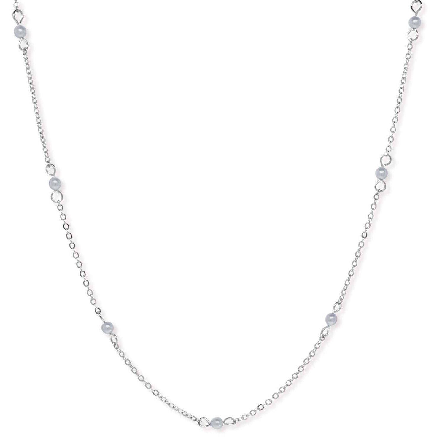 1928 Jewelry Grey 3mm Faux Pearl Chain Necklace 16"