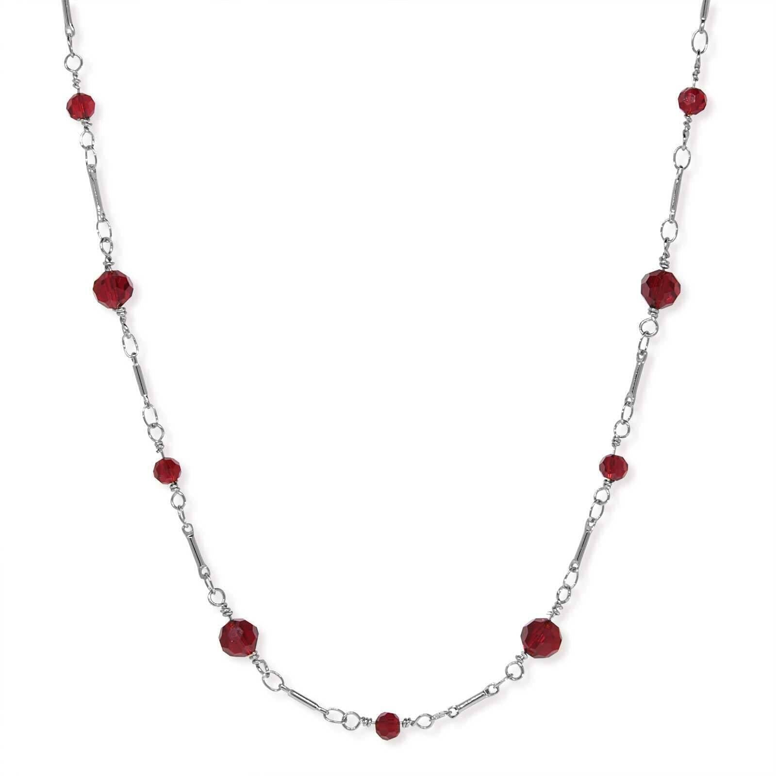 1928 Jewelry Beaded Silver Tone Chain Necklace 16"