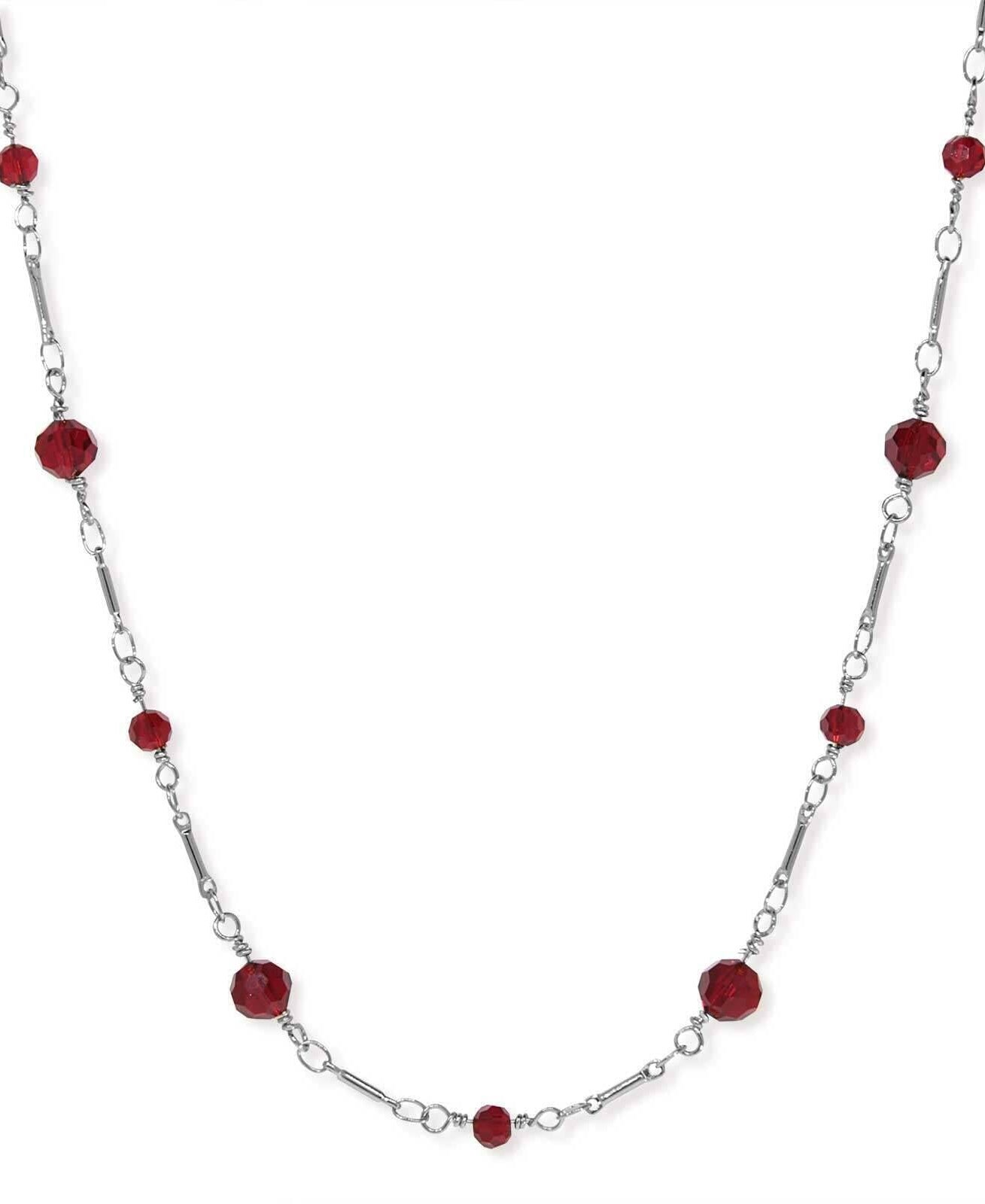 1928 Jewelry Beaded Silver Tone Chain Necklace 16"