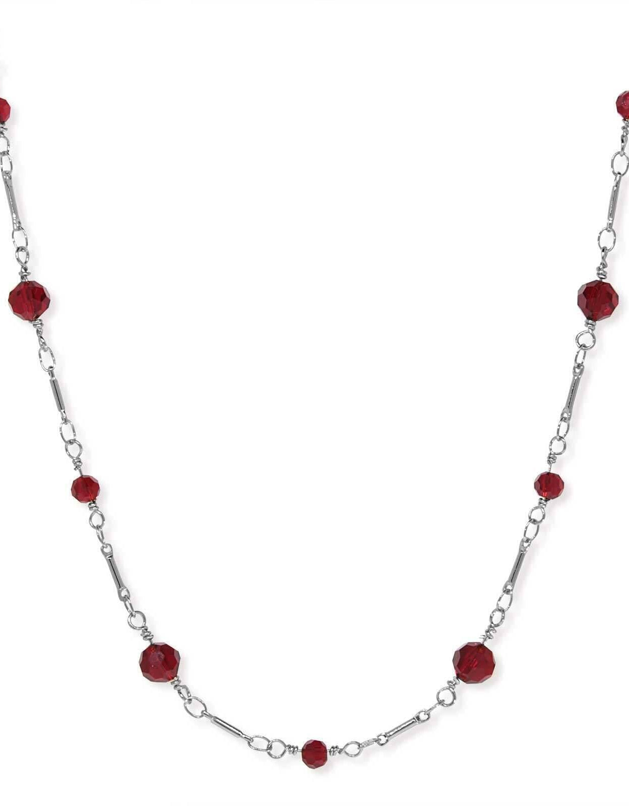 1928 Jewelry Beaded Silver Tone Chain Necklace 16"