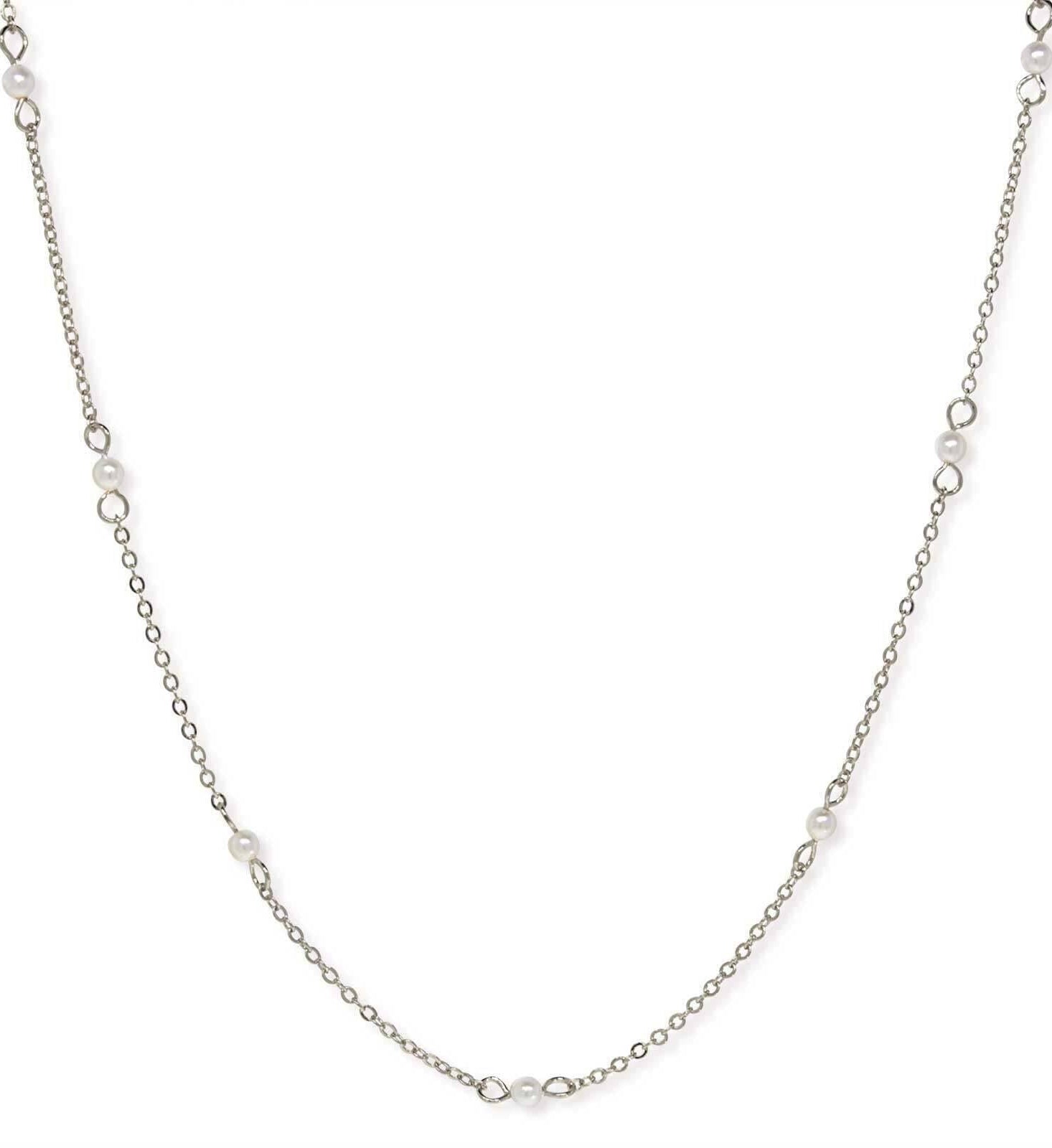 1928 Jewelry White Faux Pearl Cable Chain Necklace 16"