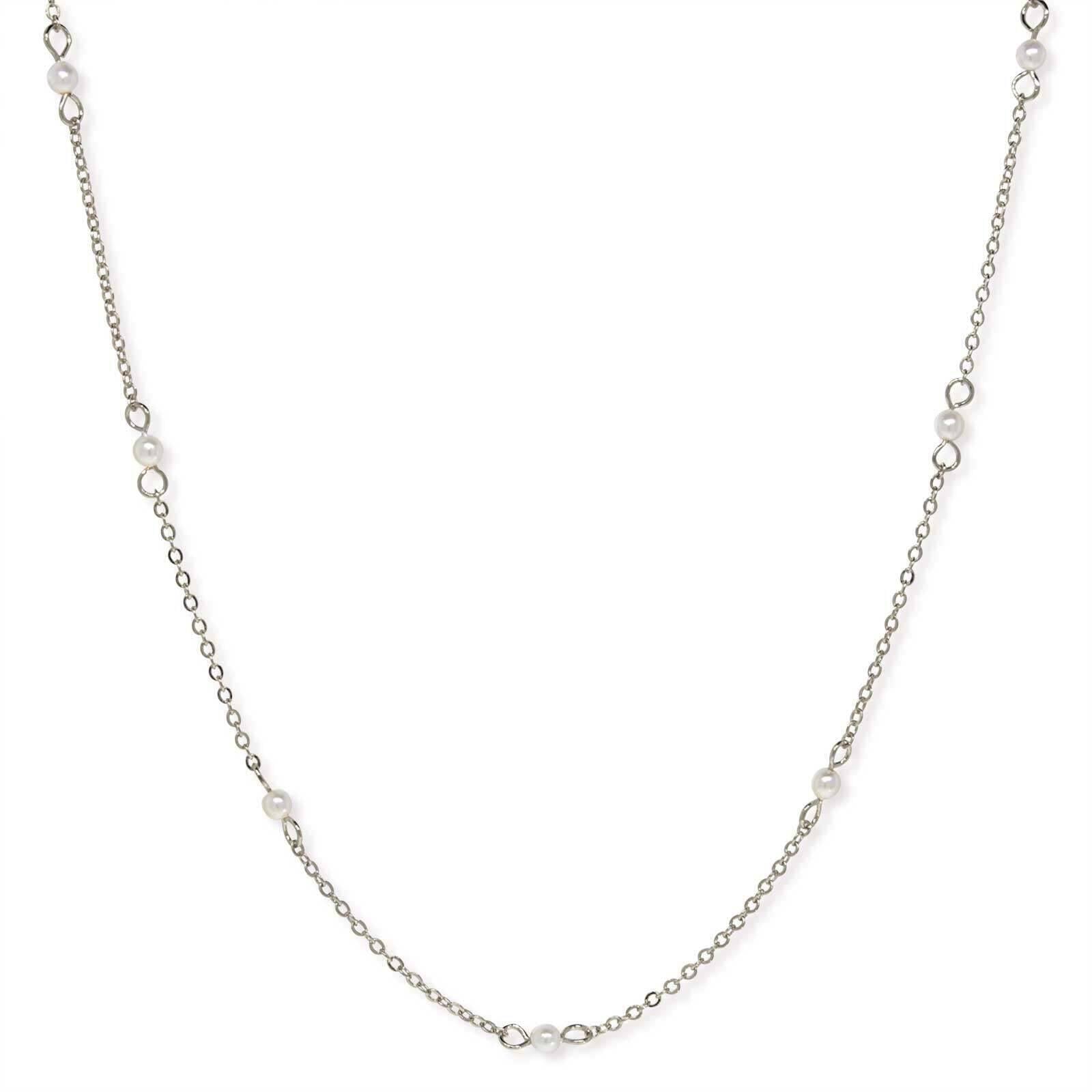 1928 Jewelry White Faux Pearl Cable Chain Necklace 16"