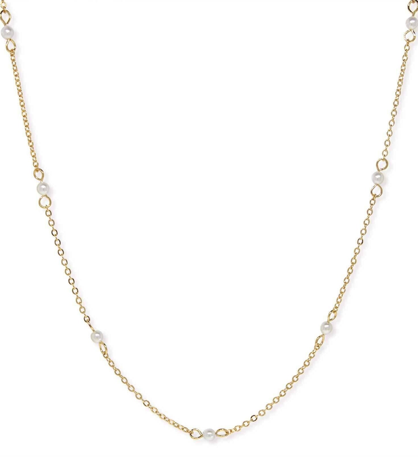 1928 Jewelry White Faux Pearl Cable Chain Necklace 16"