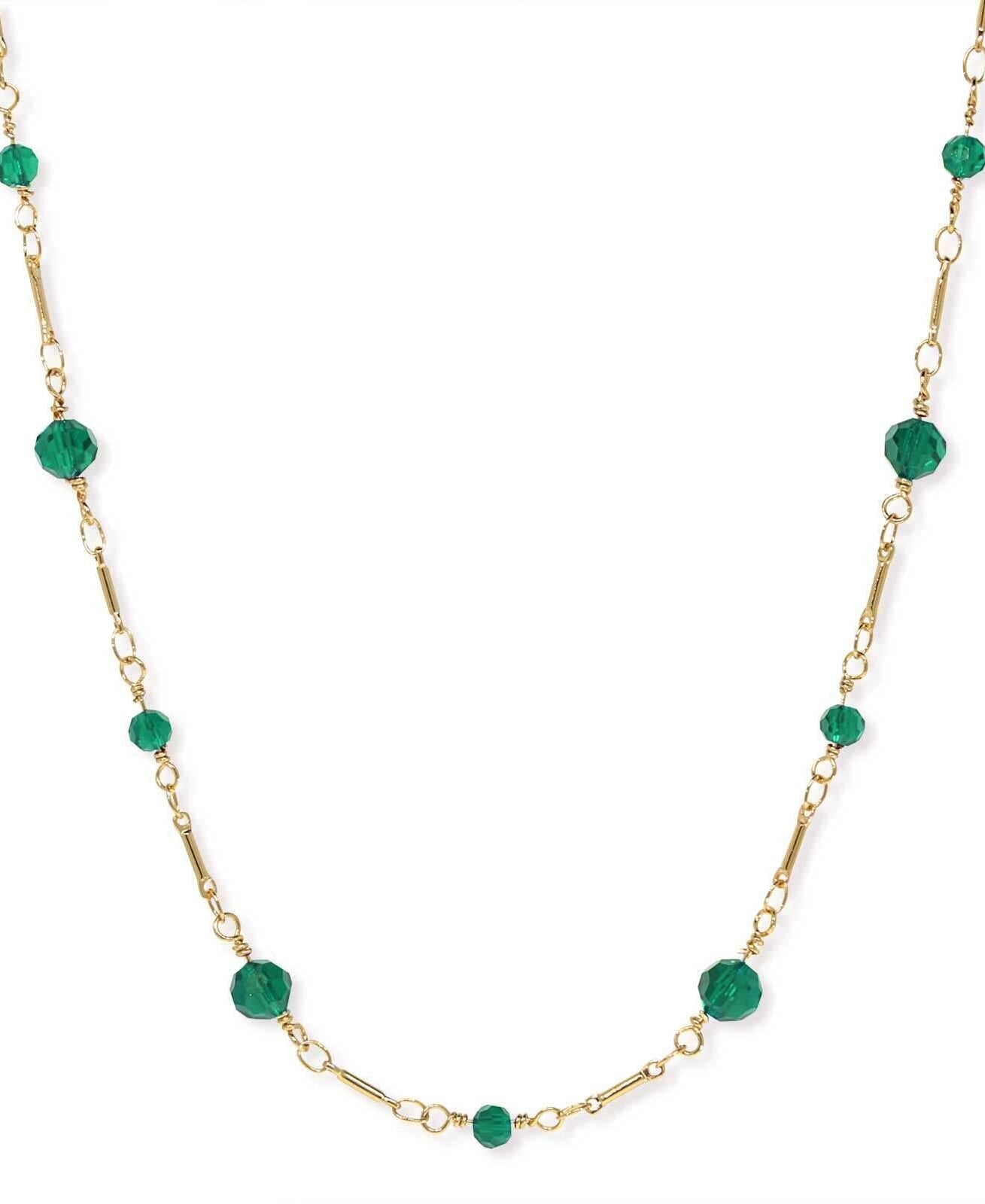 1928 Jewelry Celestial Grace Glass Beaded Chain Necklace 16"