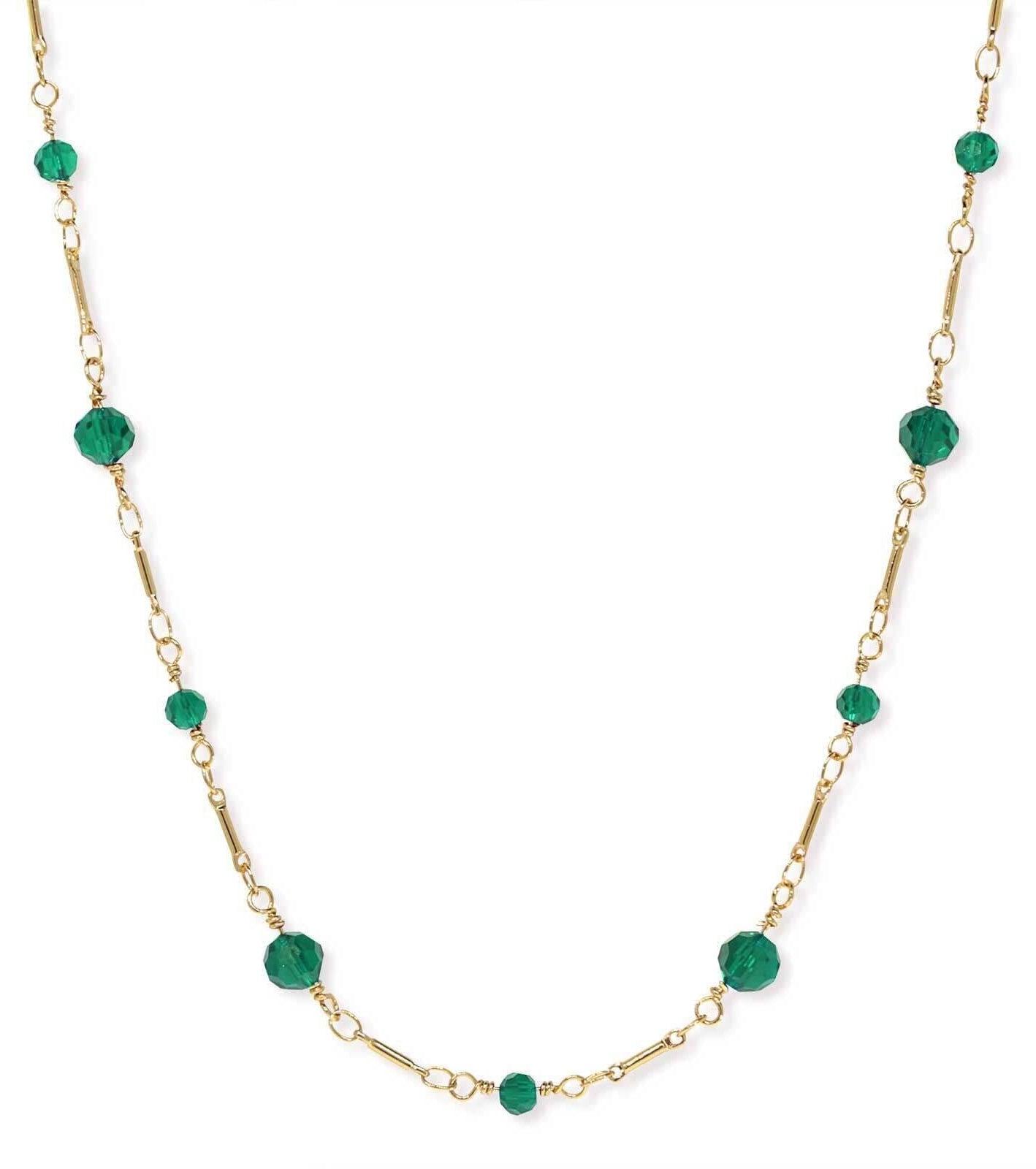 1928 Jewelry Celestial Grace Glass Beaded Chain Necklace 16"