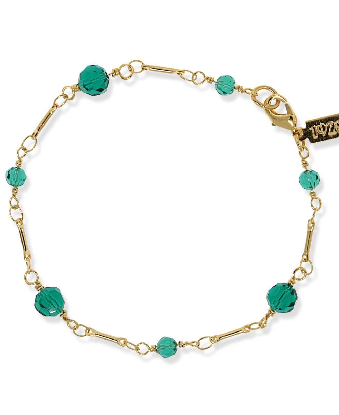 1928 Jewelry Faceted Crystal Beaded Chain Bracelet 7"