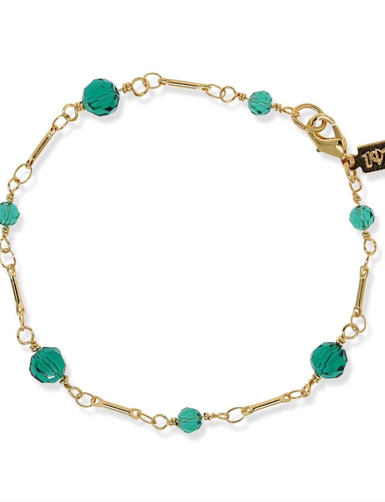 1928 Jewelry Faceted Crystal Beaded Chain Bracelet 7"