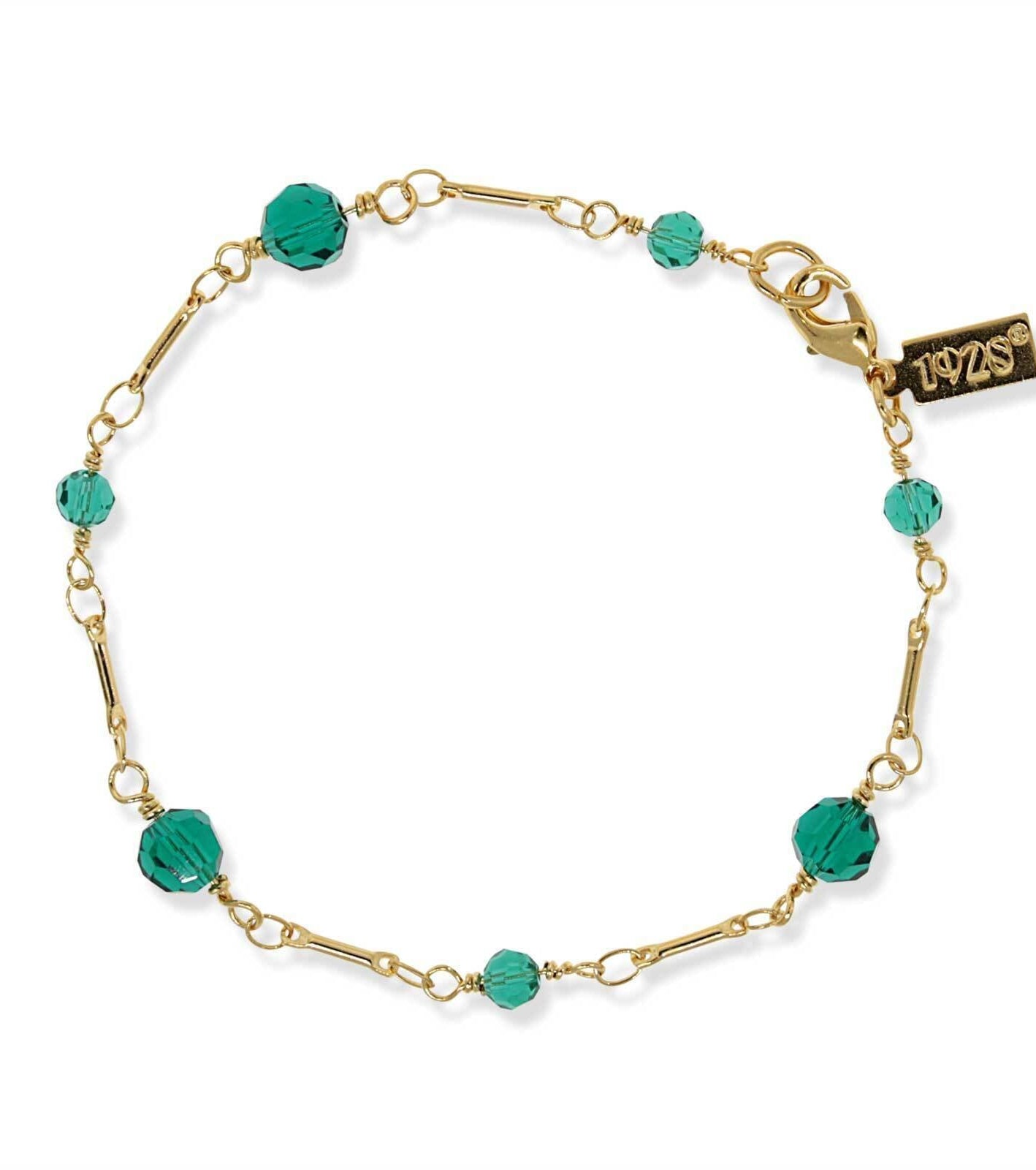 1928 Jewelry Faceted Crystal Beaded Chain Bracelet 7"