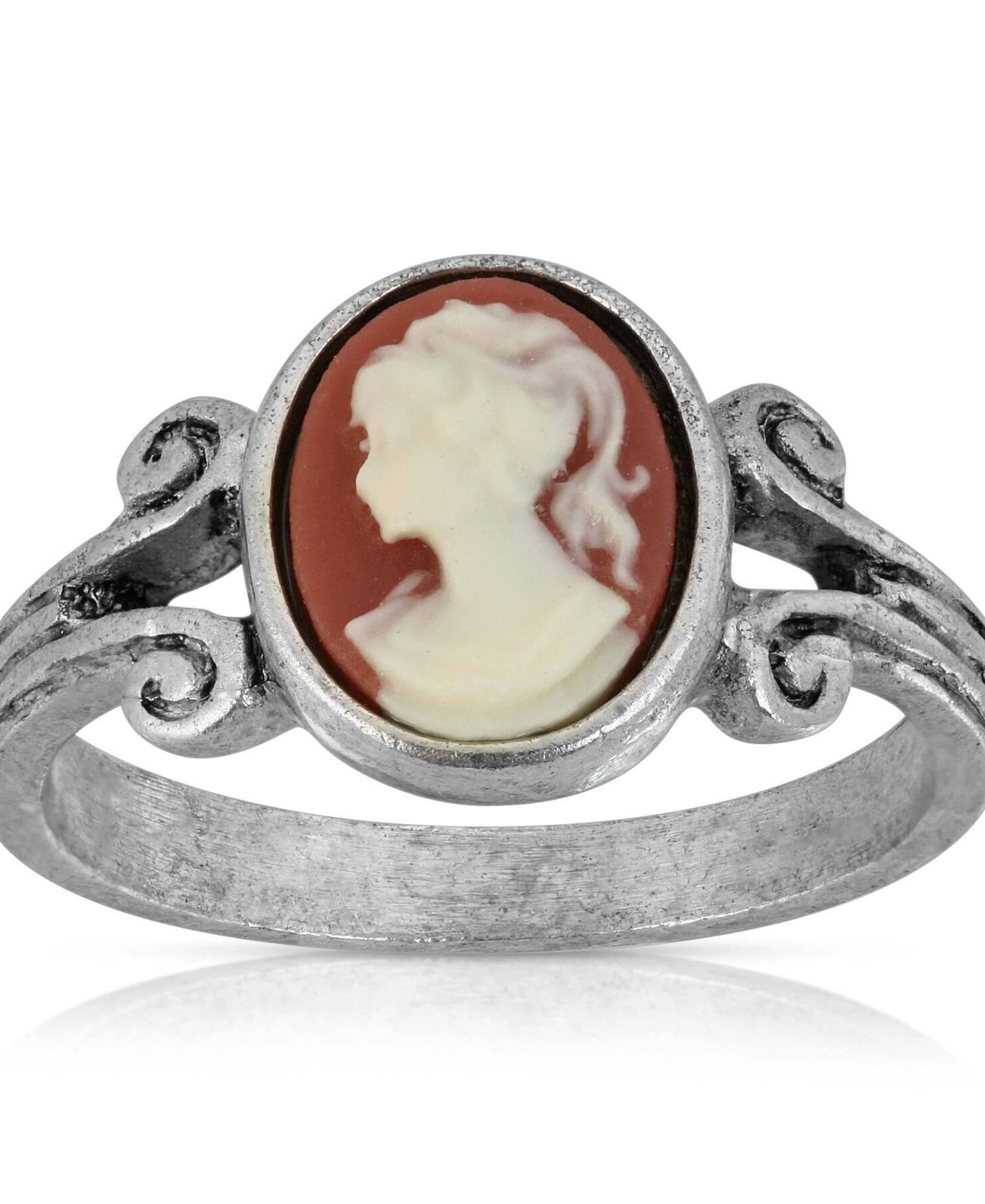 1928 Jewelry Oval Carnelian Cameo Ring Size 7