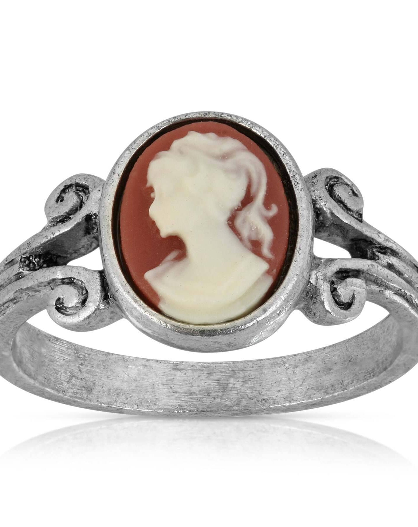1928 Jewelry Oval Carnelian Cameo Ring Size 7