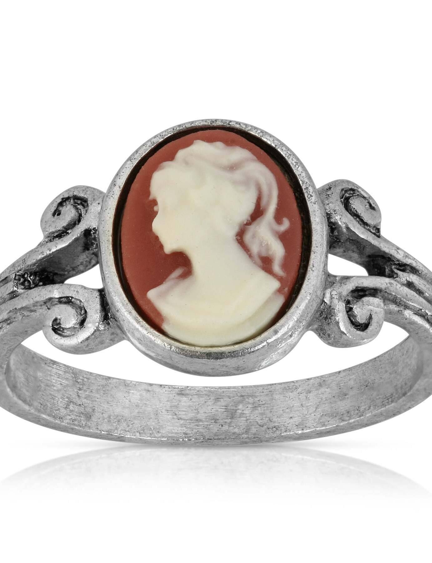 1928 Jewelry Oval Carnelian Cameo Ring Size 7